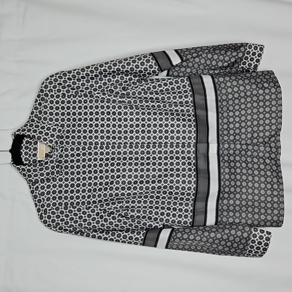 MICHAEL KORS LS BLOUSE SUZE SMALL GREY & WHite